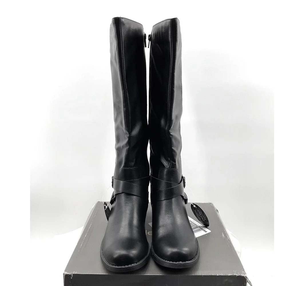 Style & Co Margoo Women Black Wide Calf Knee High Riding Boots 6M F42199